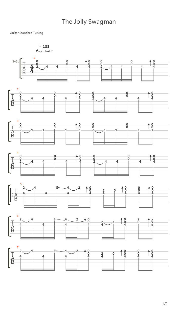 The Jolly Swagman吉他谱