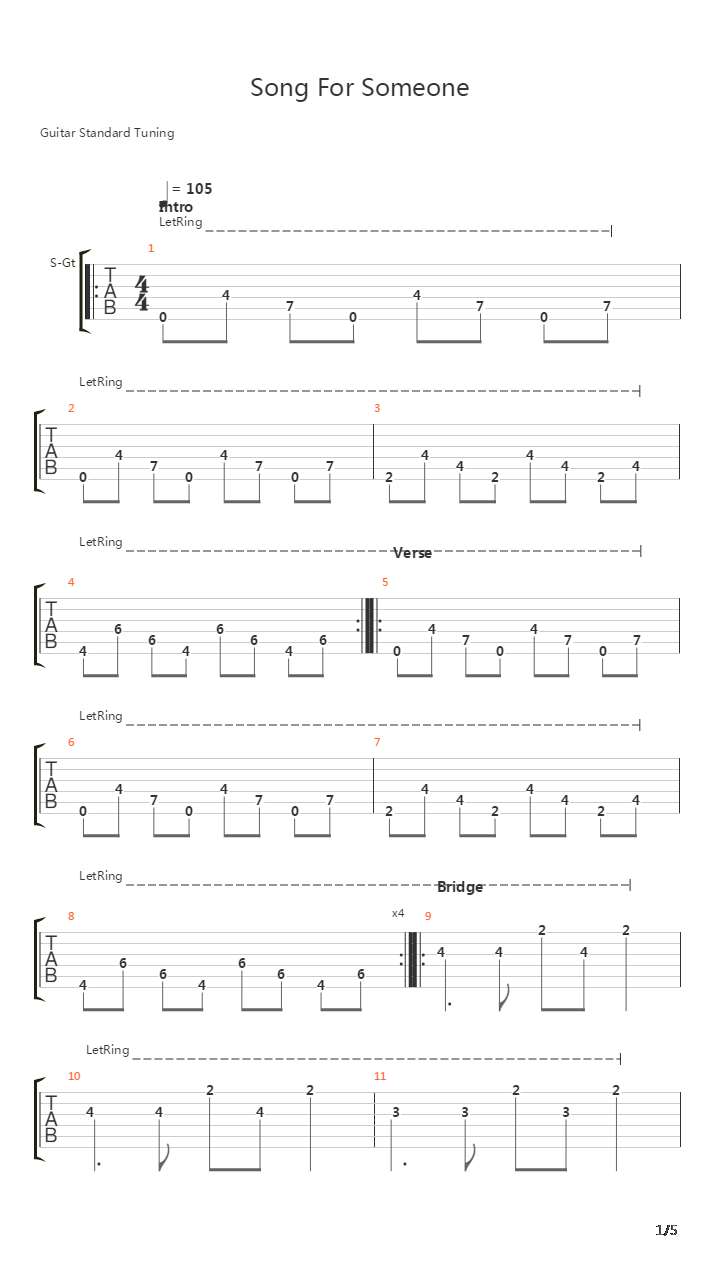 Song For Someone吉他谱