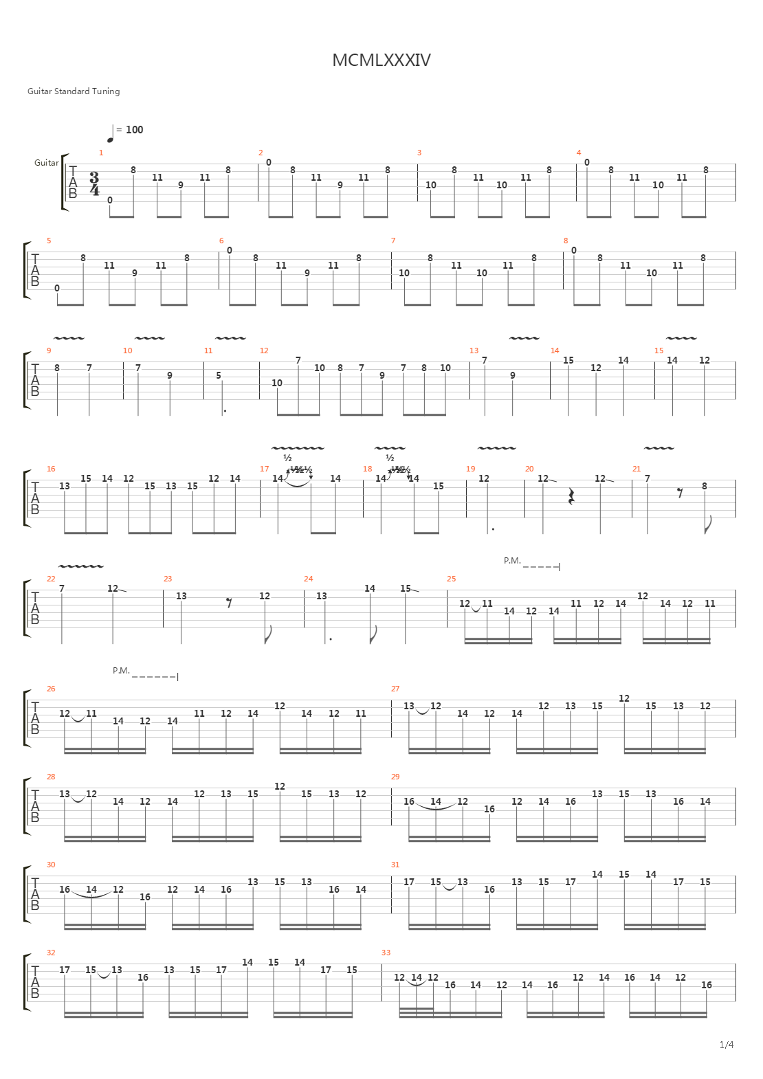 Mcmlxxxiv吉他谱