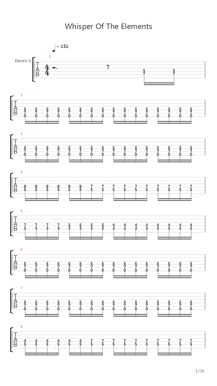 Whisper Of The Elements吉他谱