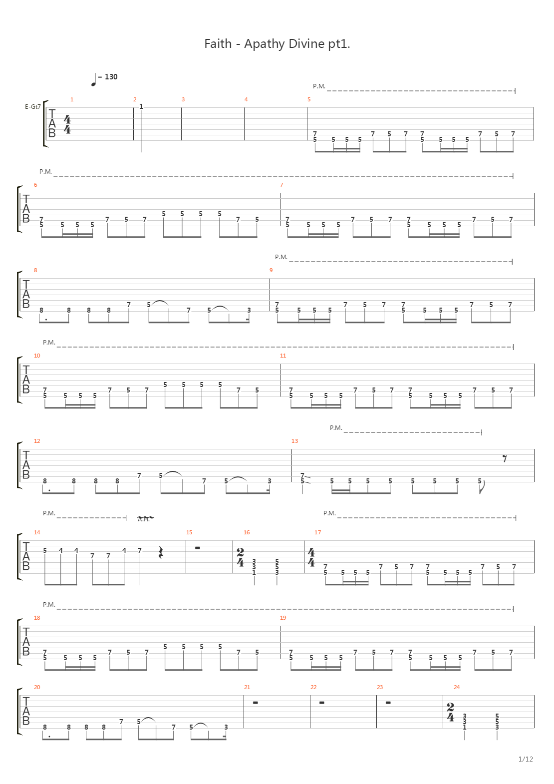 Faith - Apathy Divine Part I吉他谱