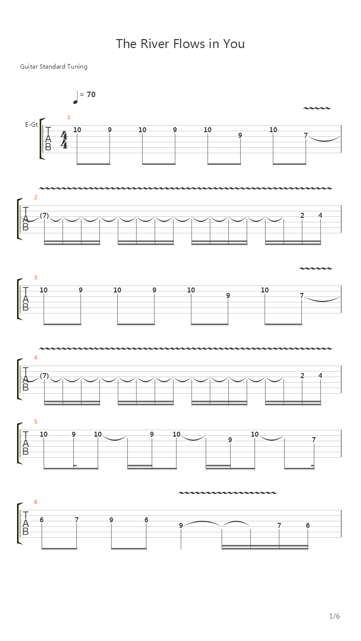 River Flows In You吉他谱