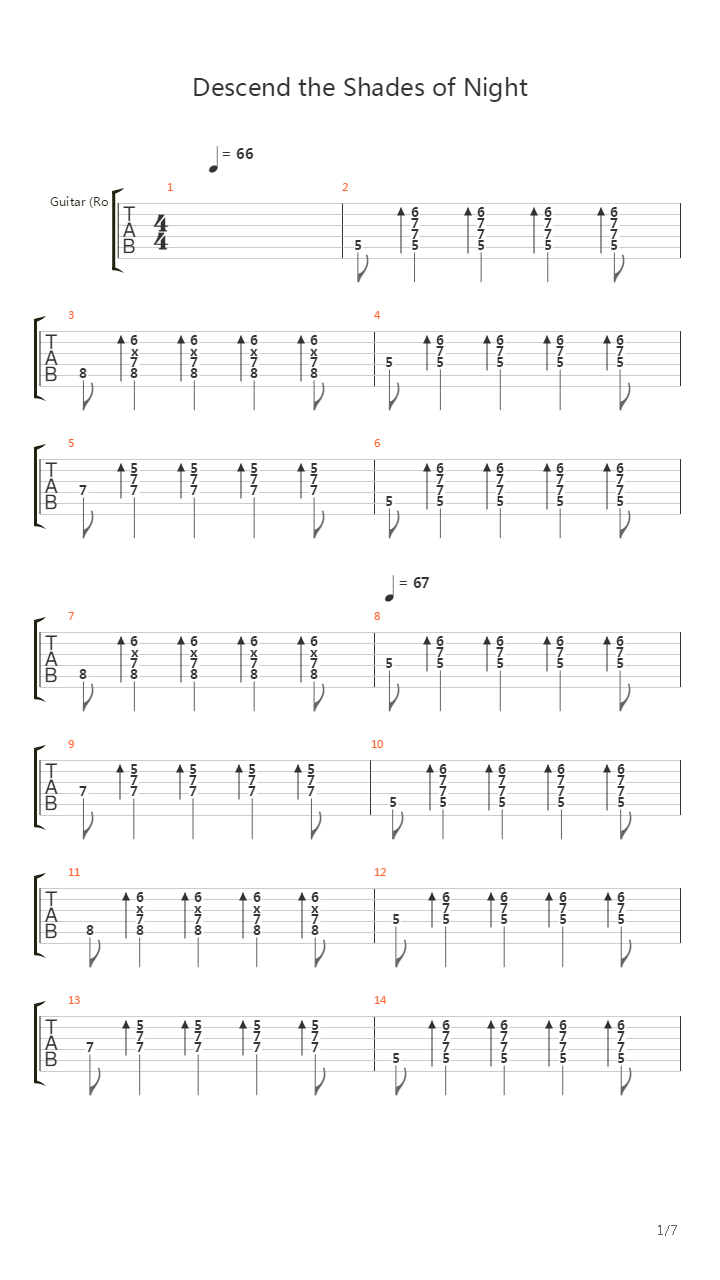 Descend The Shades Of Night吉他谱