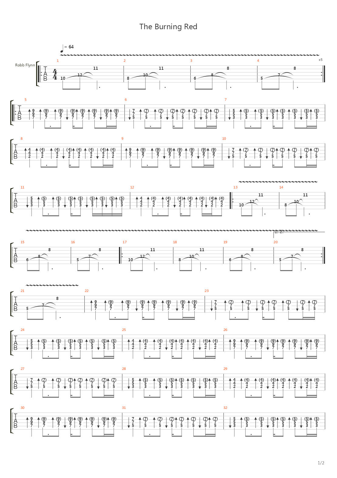 The Burning Red吉他谱