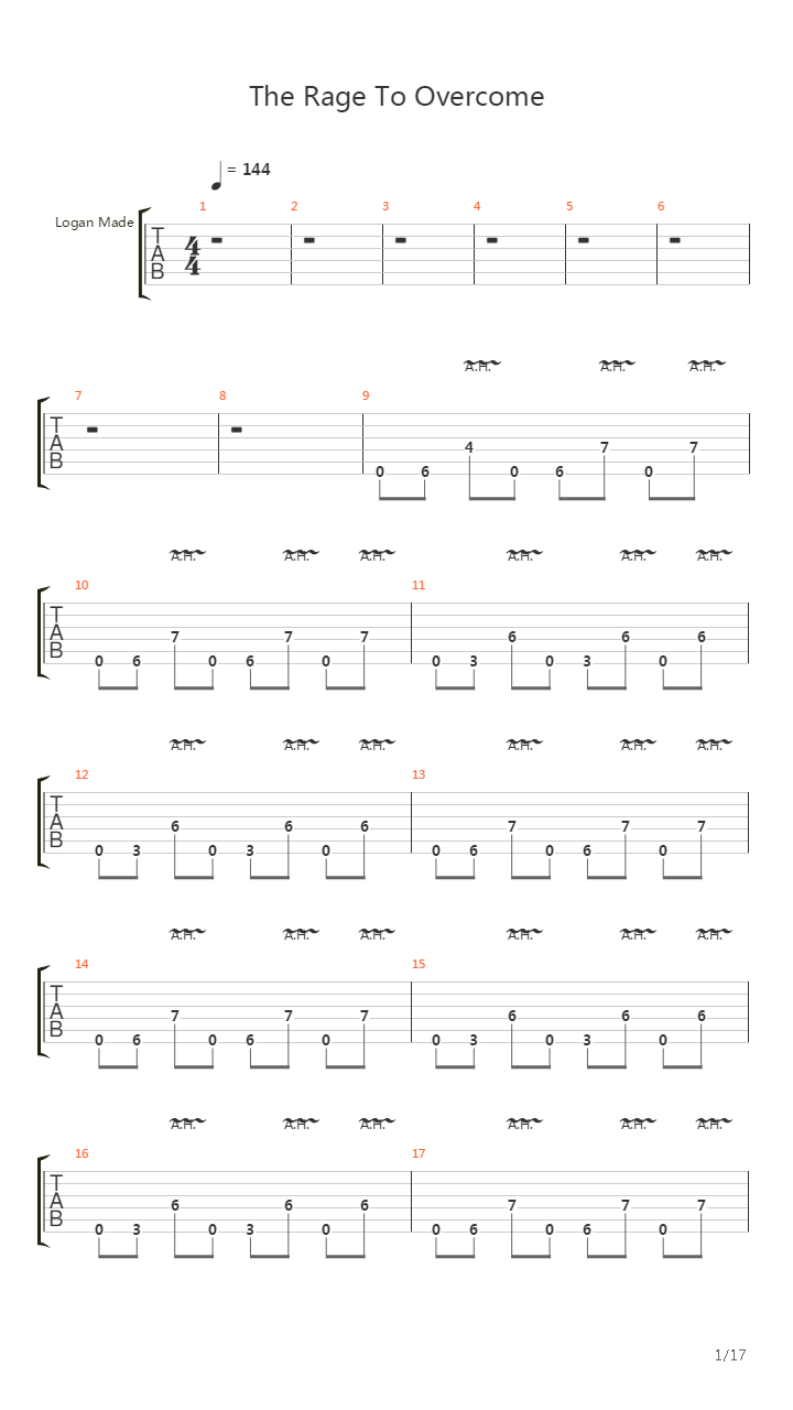 The Rage To Overcome吉他谱