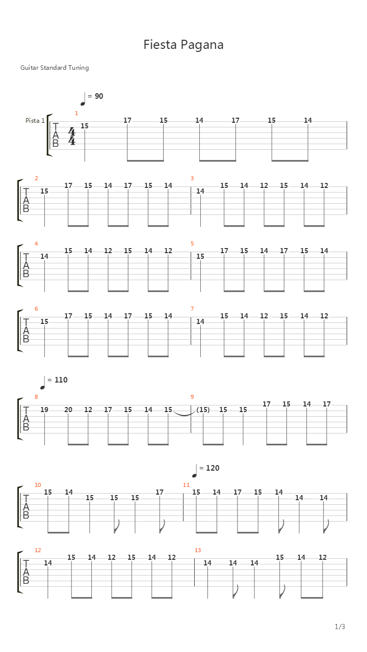 Fiesta Pagana (intro)吉他谱