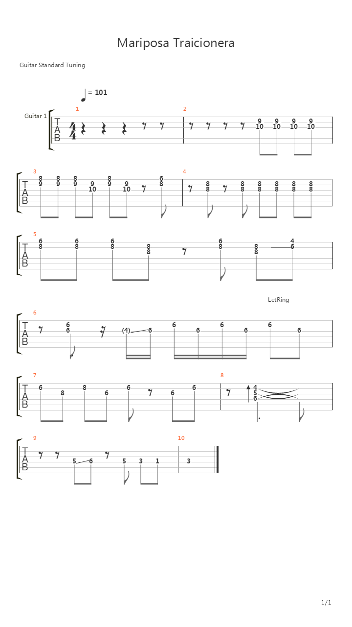 Mariposa Traicionera (Intro)吉他谱