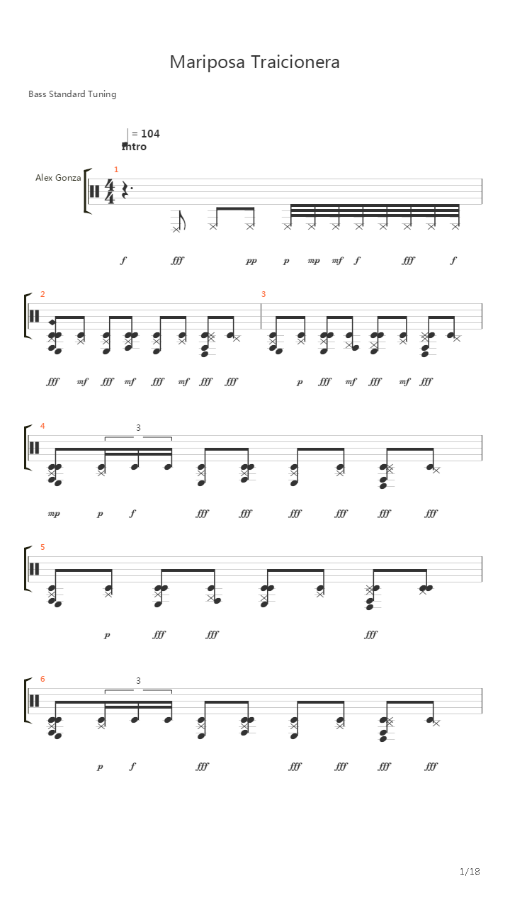 Mariposa Traicionera吉他谱