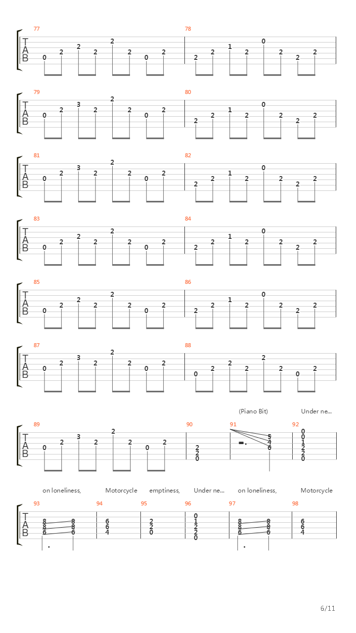 Motorcycle Emptiness吉他谱