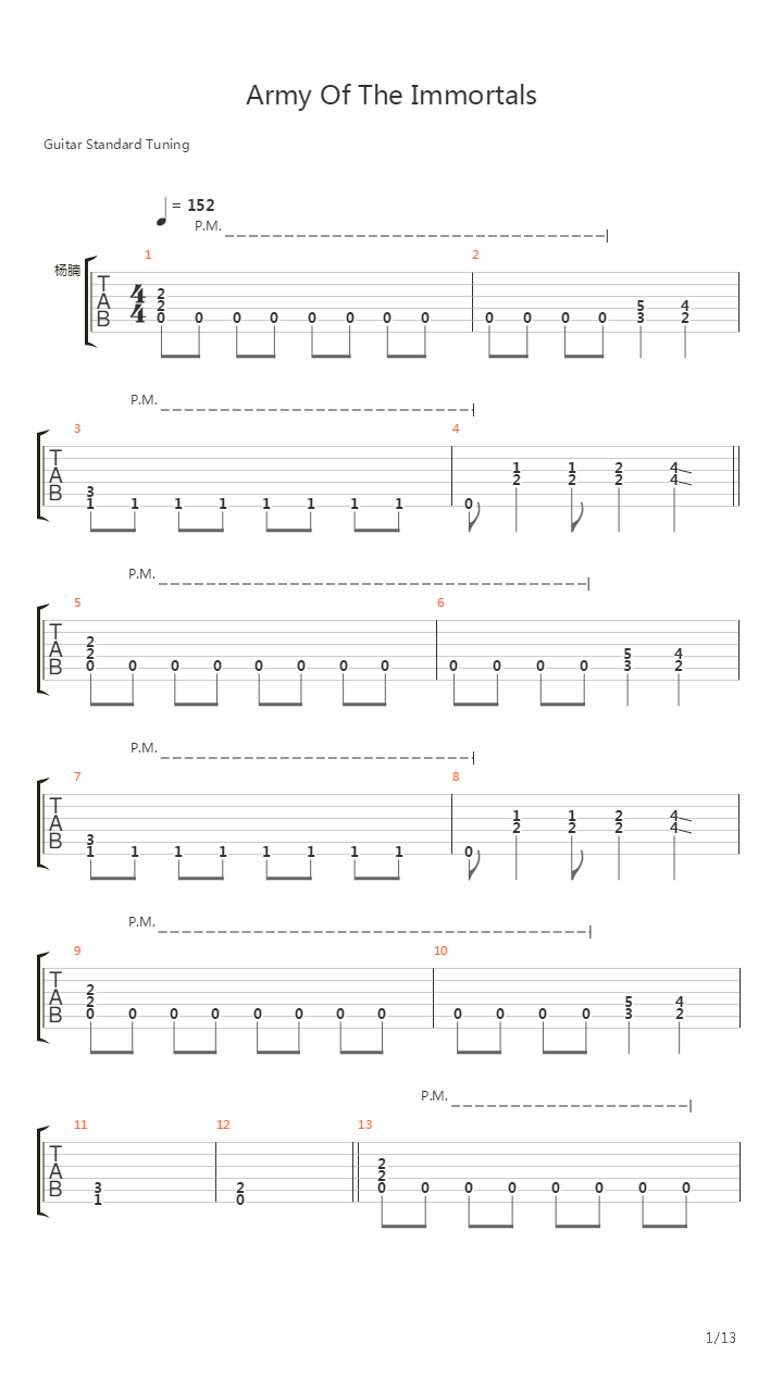 Army Of Immortals吉他谱