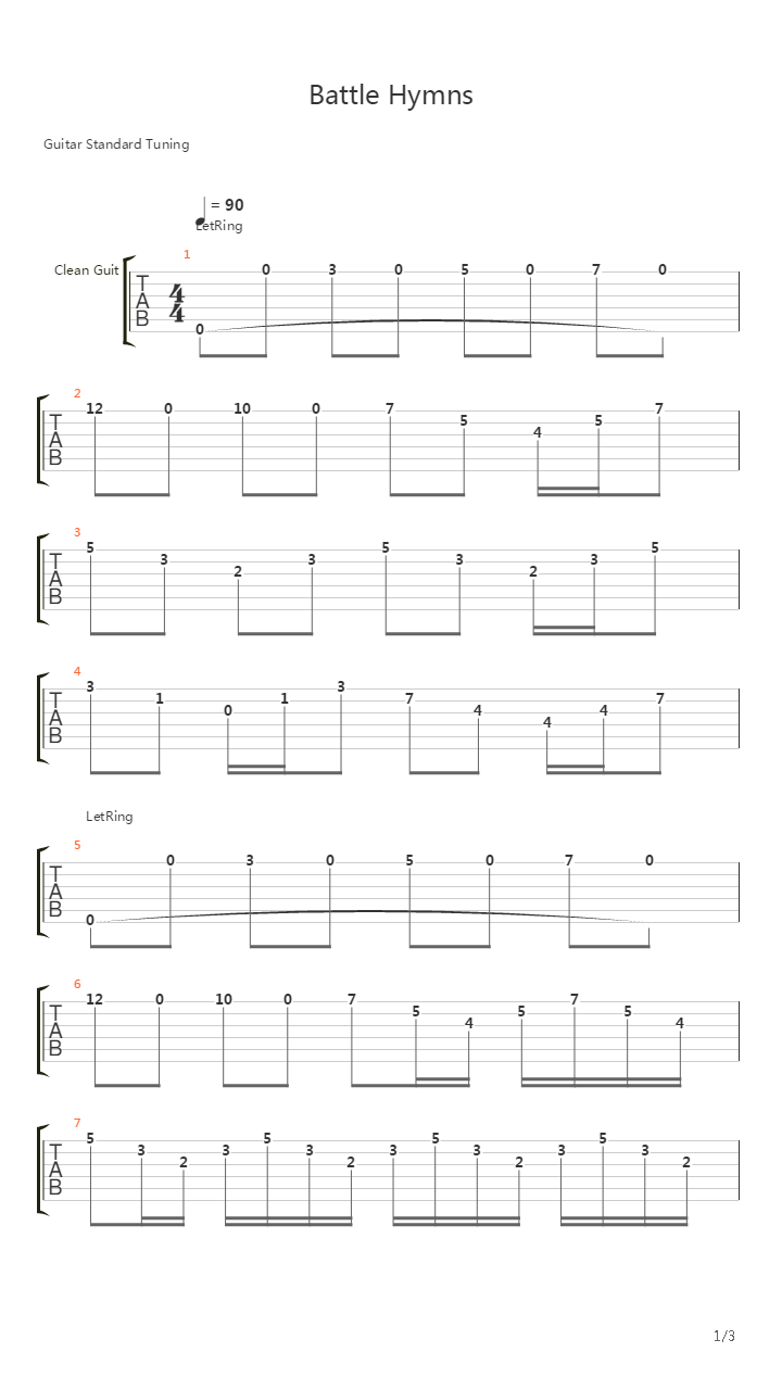 Battle Hymns吉他谱