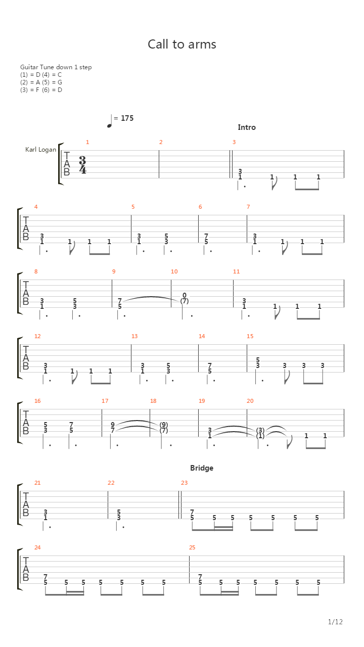 Call To Arms吉他谱