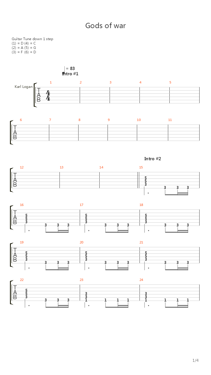 Gods of War吉他谱