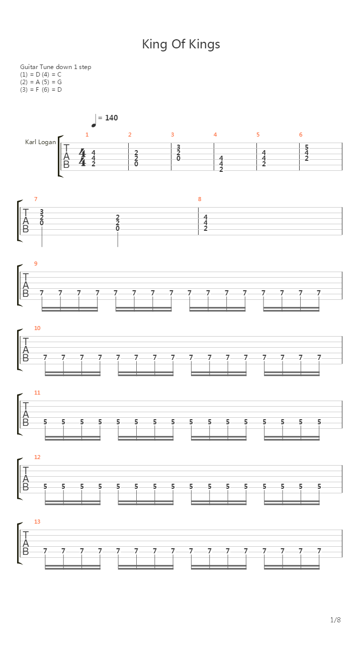 King Of Kings吉他谱