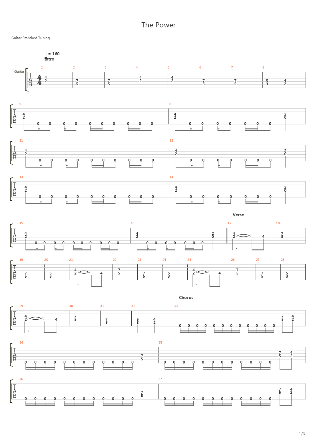 The Power吉他谱