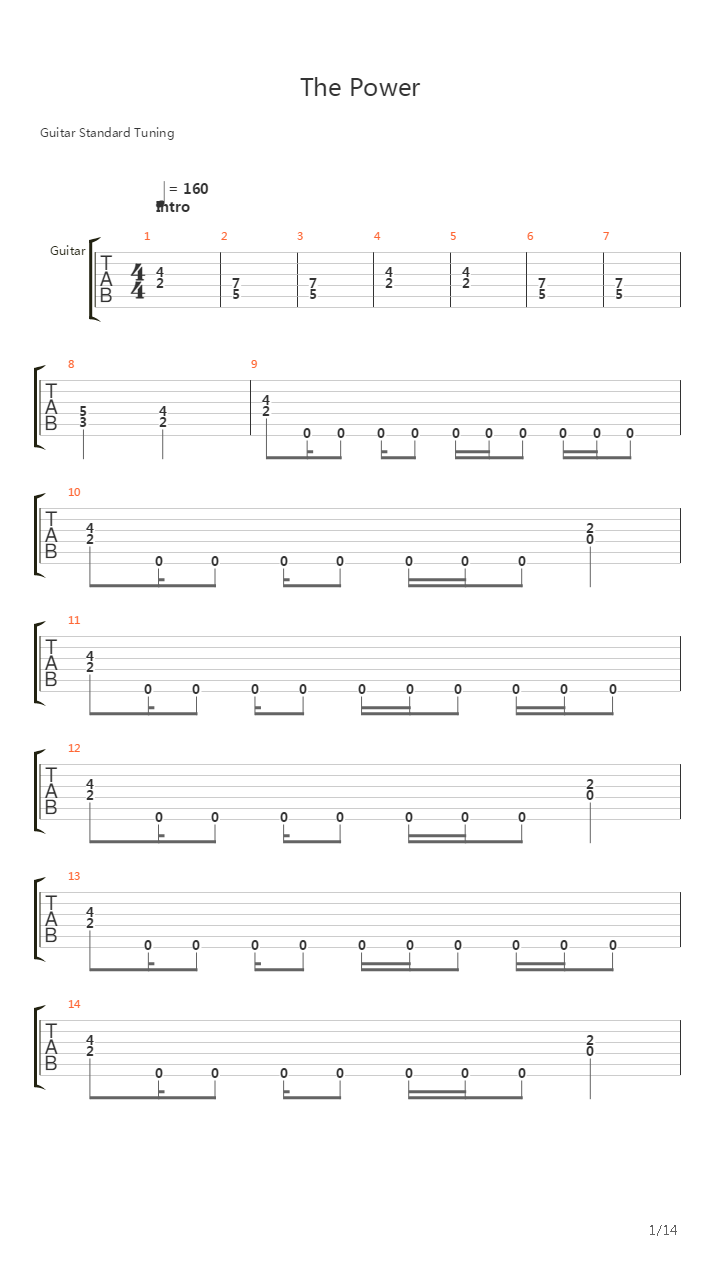 The Power吉他谱