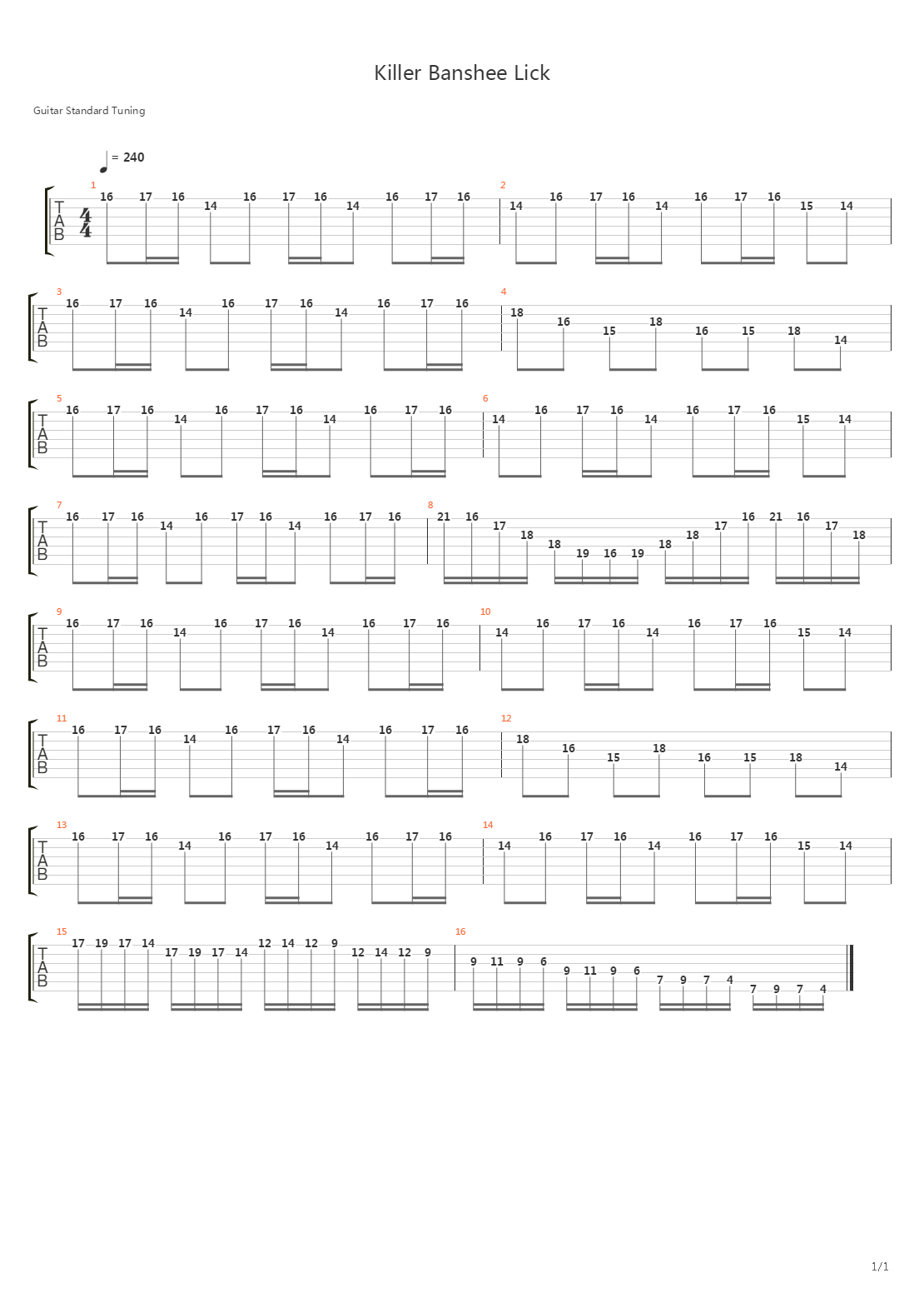 Killer Banshee Lick吉他谱