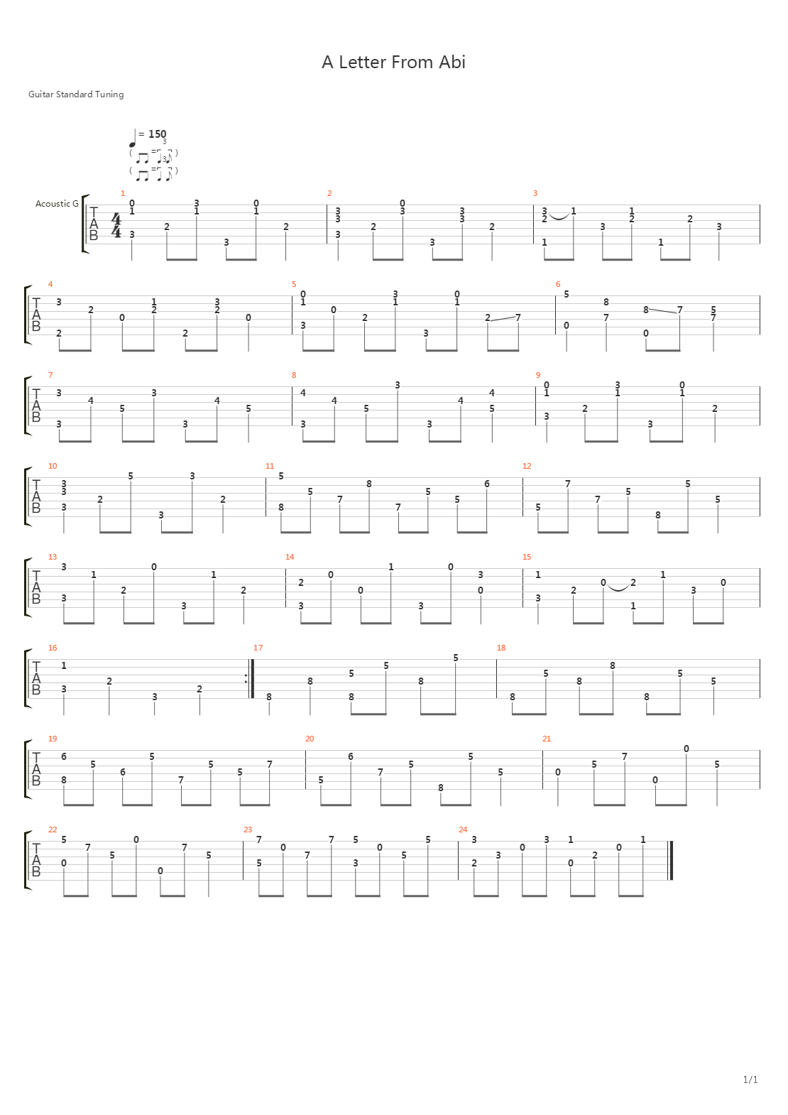 A Letter From Abi吉他谱