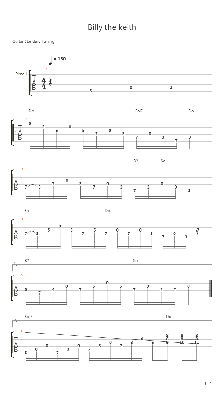 Billy The Keith吉他谱