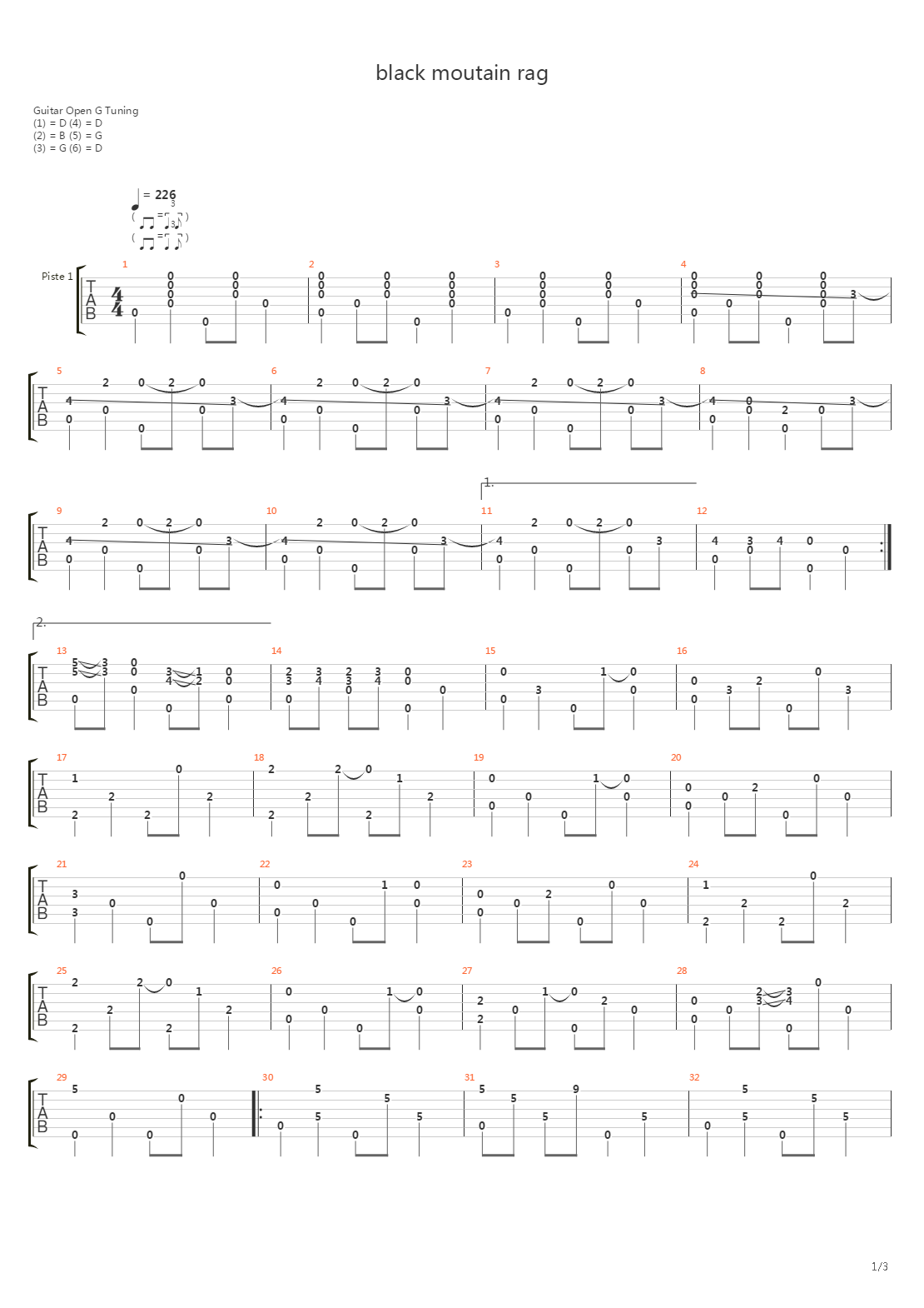Black Moutain Rag吉他谱