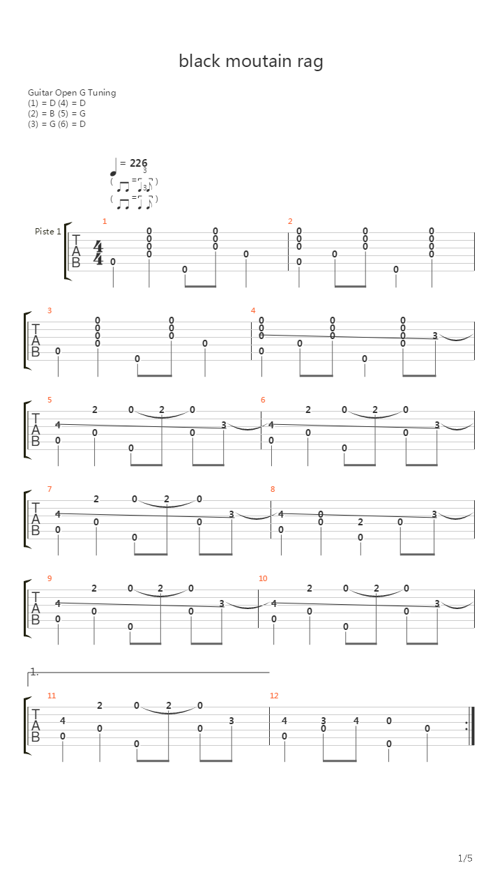 Black Moutain Rag吉他谱