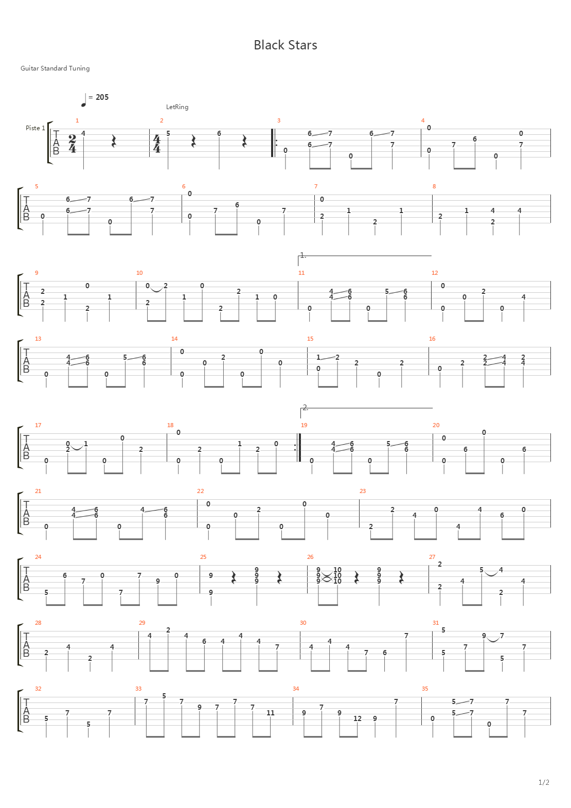 Black Stars吉他谱