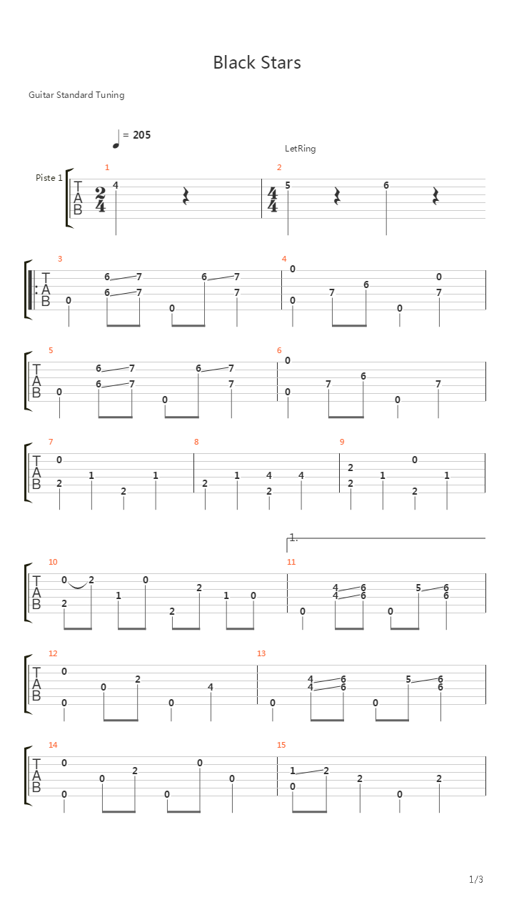 Black Stars吉他谱