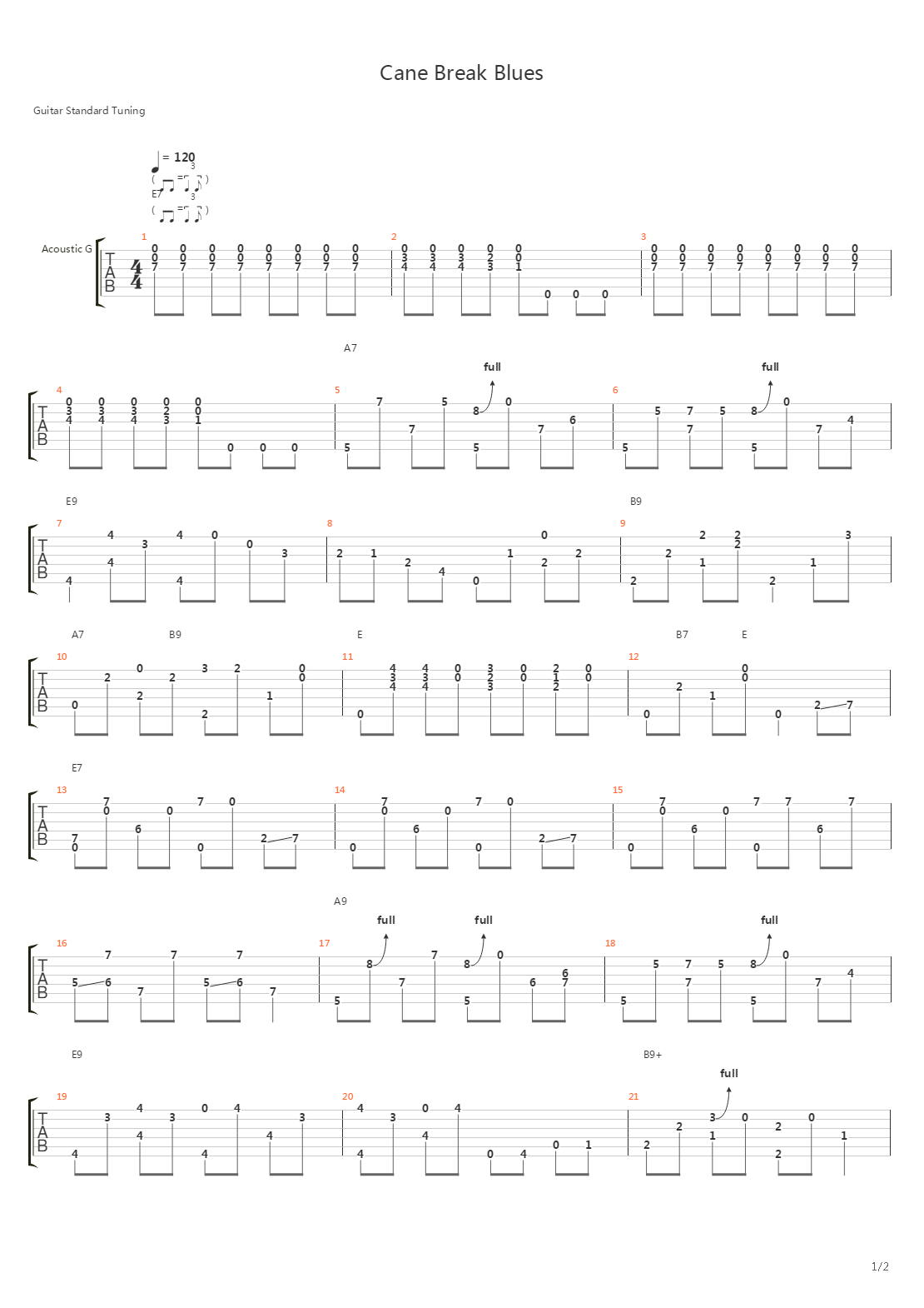 Cane Break Blues吉他谱