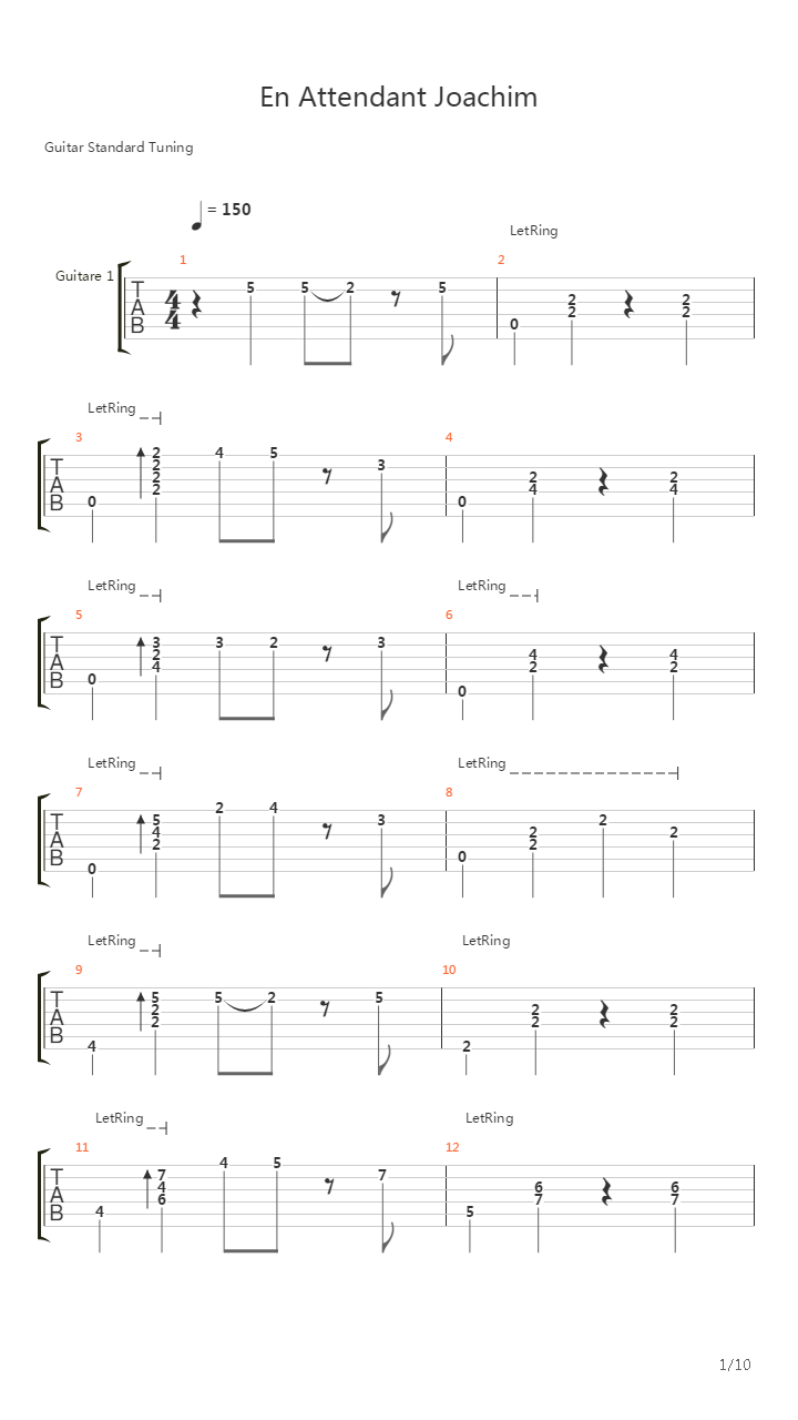 En Attendant Joachim吉他谱