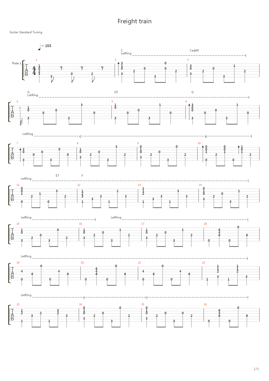 Freight Train吉他谱