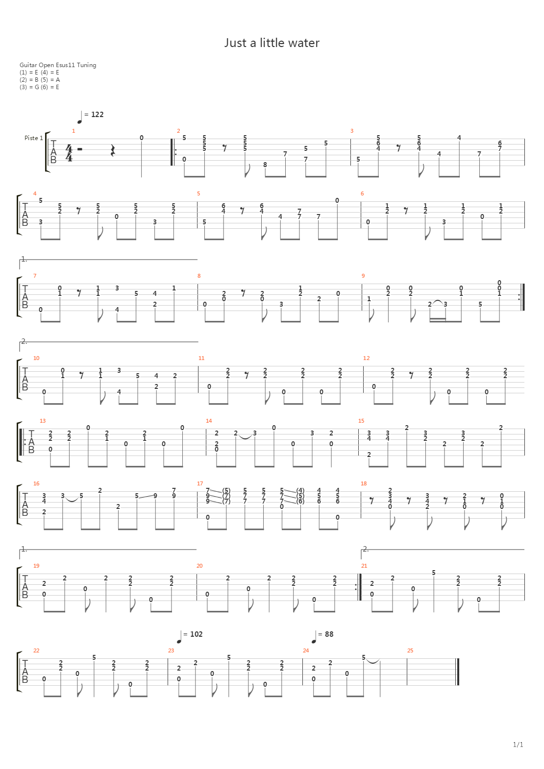Just A Little Water吉他谱