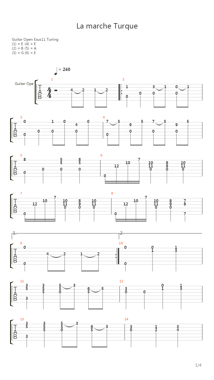 La Marche Turque吉他谱