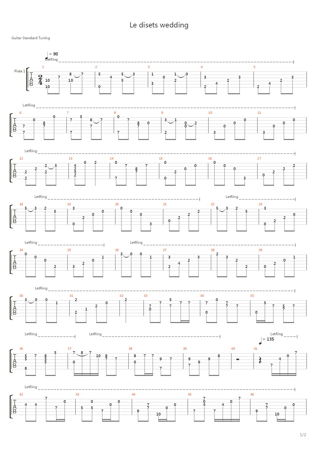 Le disets wedding吉他谱