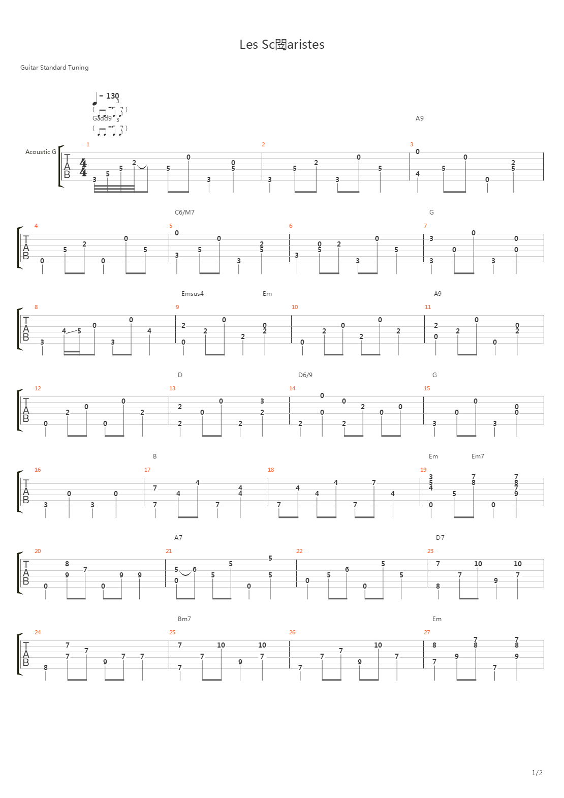 Les Scnaristes吉他谱