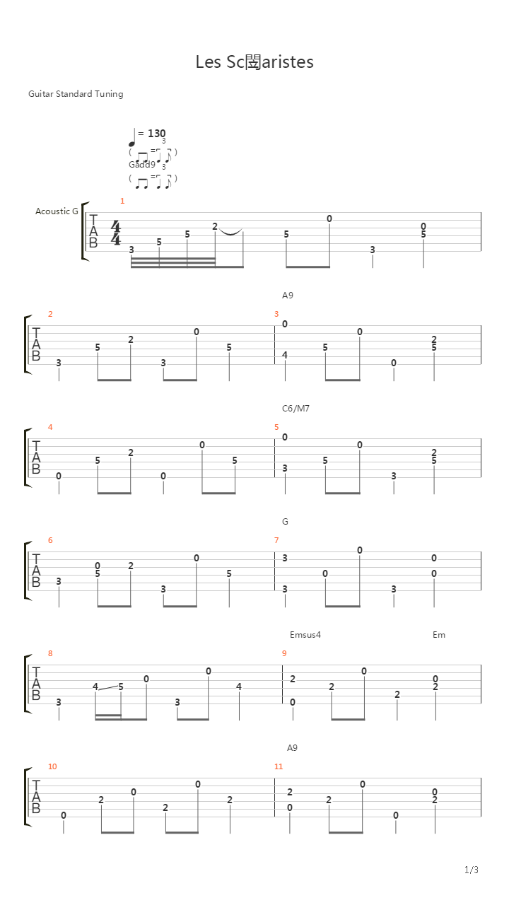 Les Scnaristes吉他谱