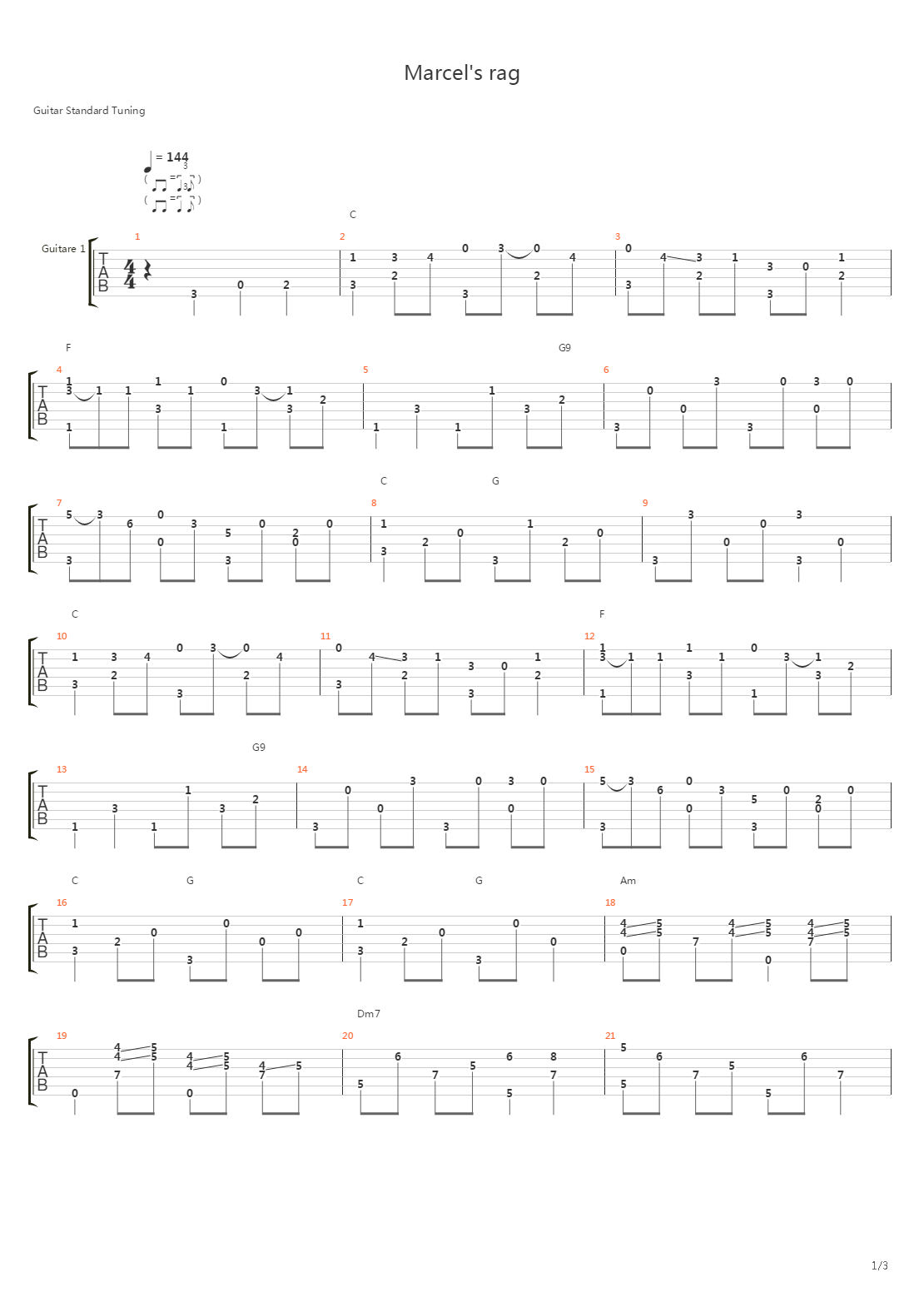 Marcels Rag吉他谱