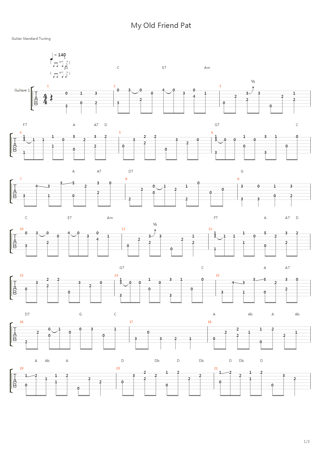 My Old Friend Pat吉他谱