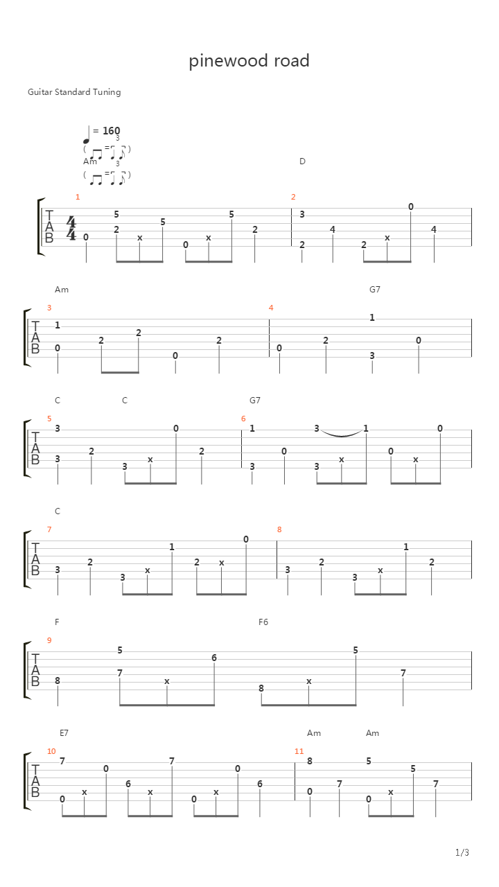 Pinewood Road吉他谱