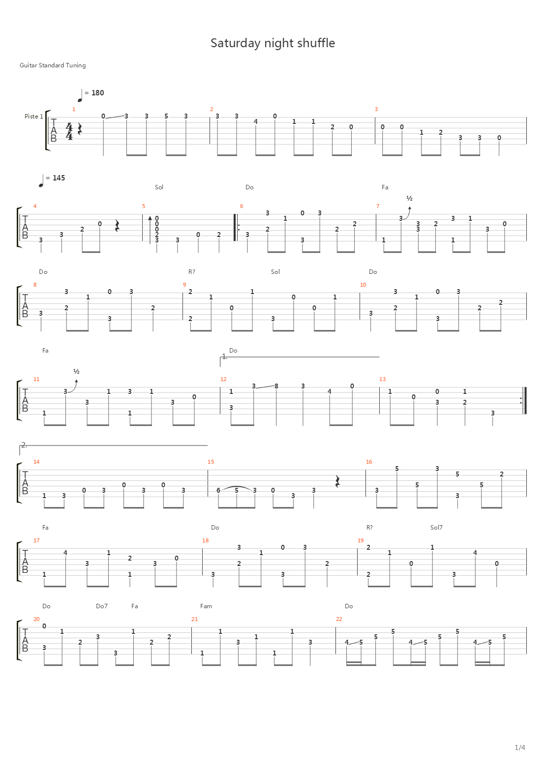 Saturday Night Shuffle吉他谱