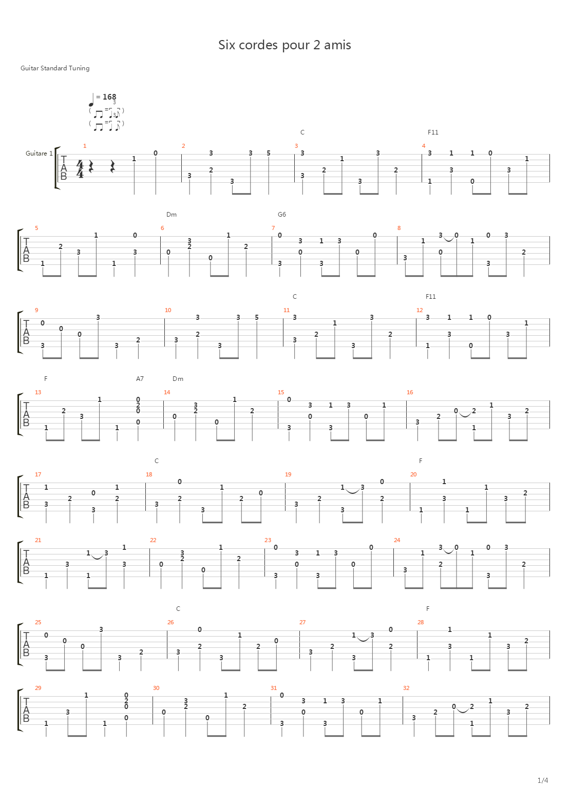 Six Cordes Pour Deux Amis吉他谱