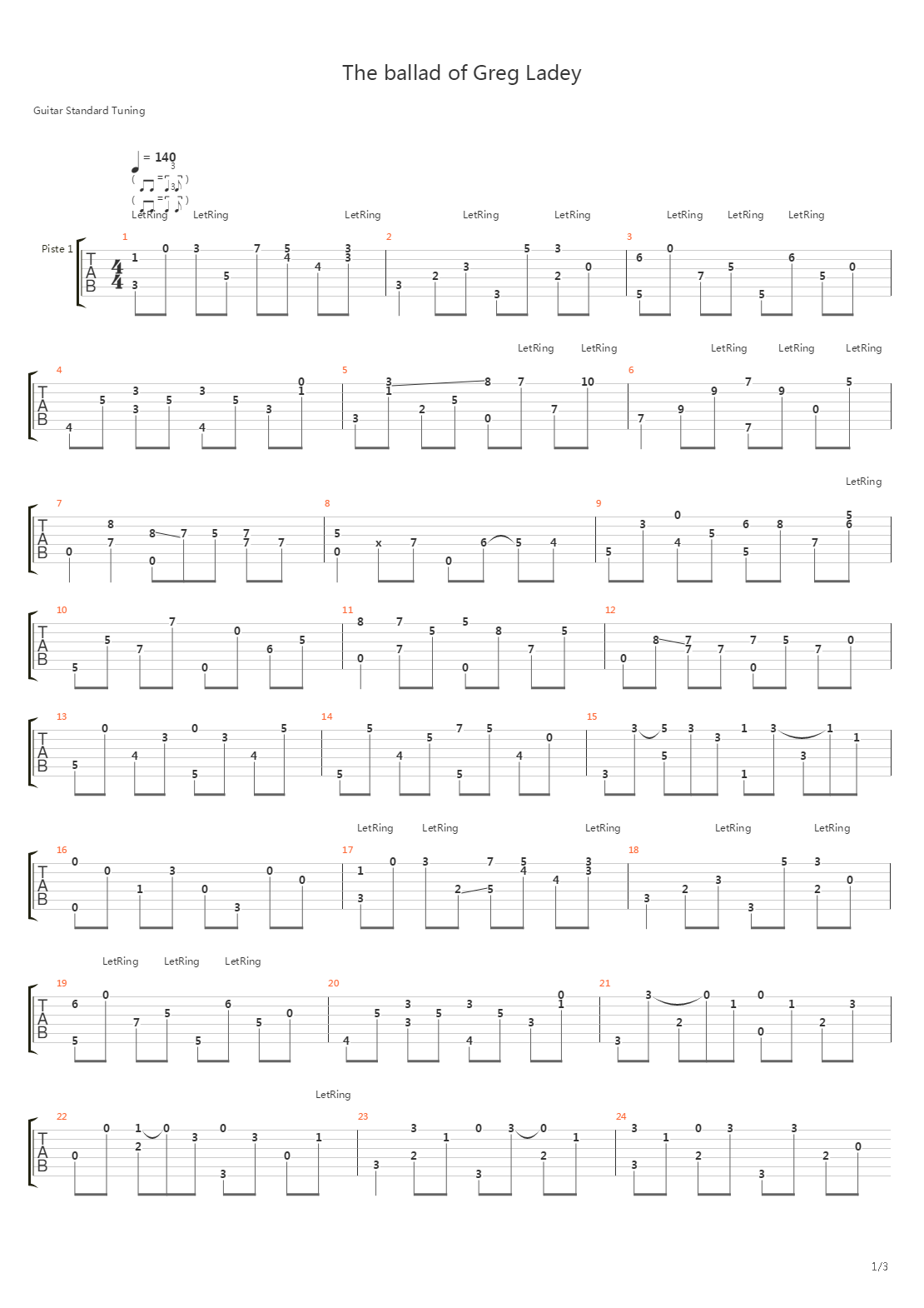 The ballad of Greg Ladey吉他谱