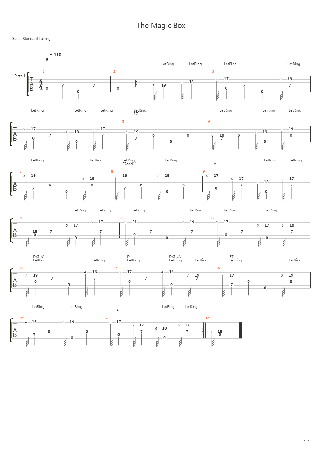 The magic Box吉他谱
