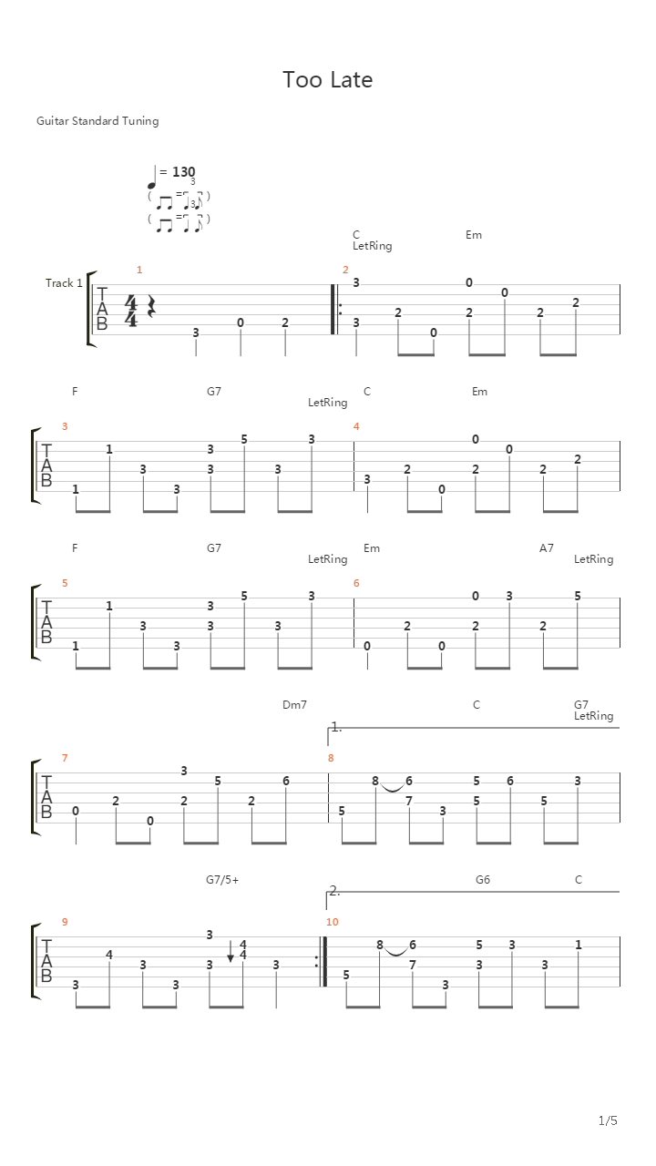 Too Late吉他谱