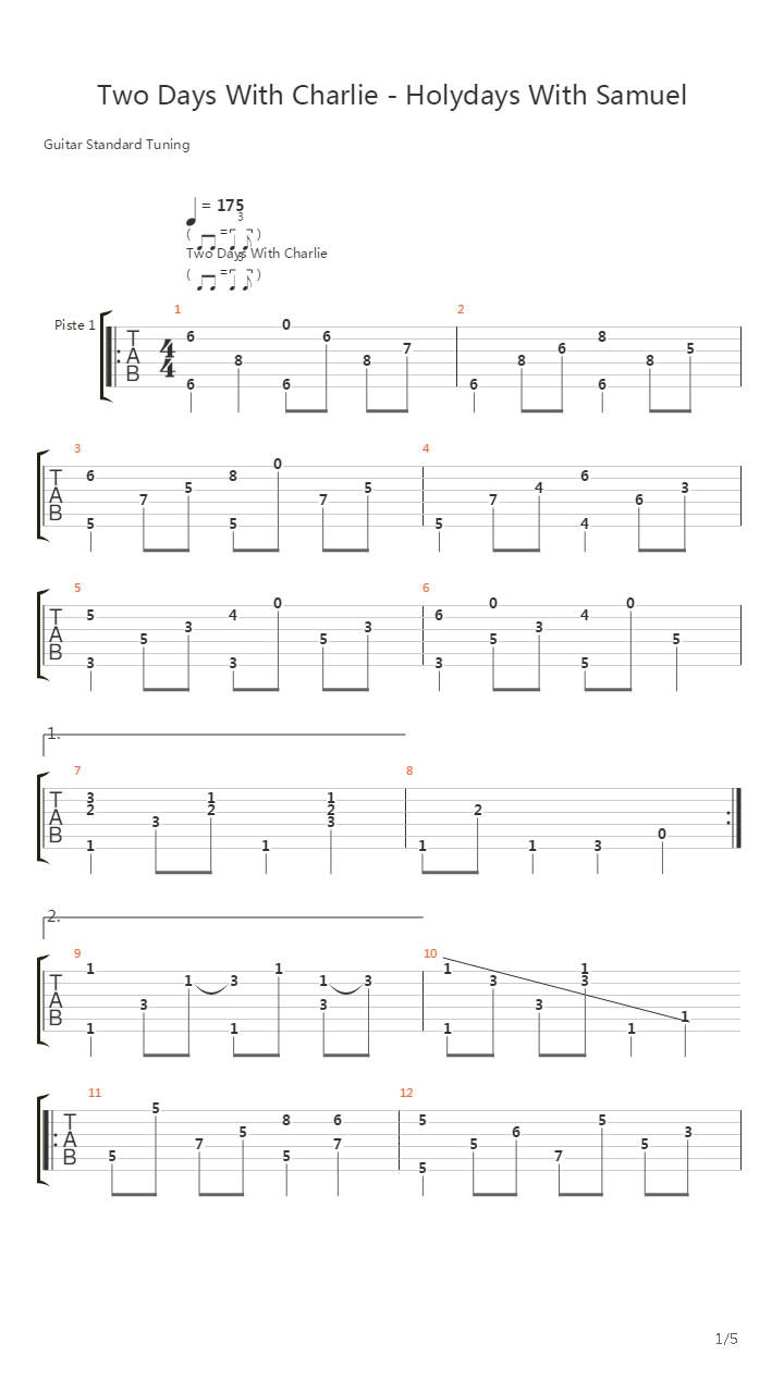 Two Days With Charlie (Holidays With Samuel)吉他谱