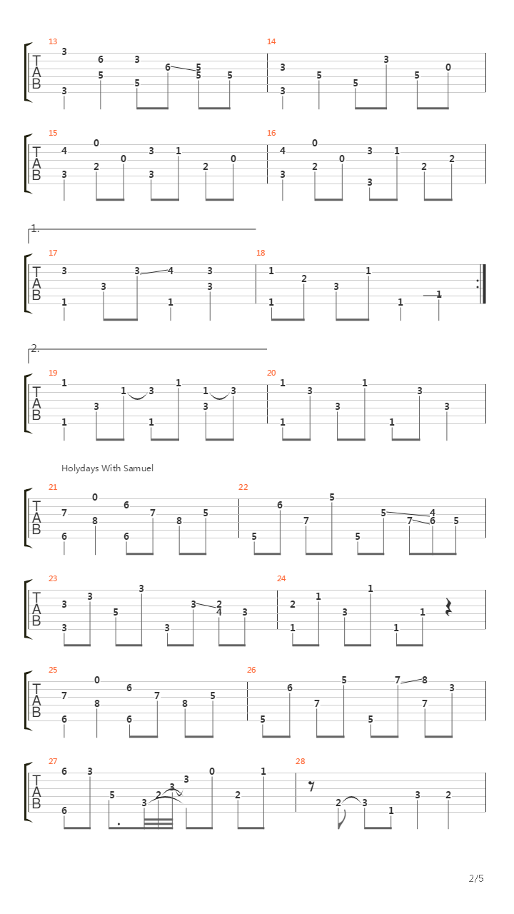 Two Days With Charlie (Holidays With Samuel)吉他谱