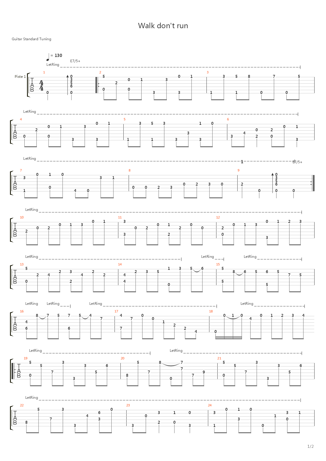 Walk Dont Run吉他谱