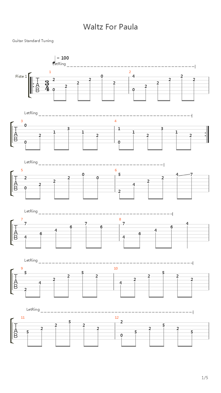 Waltz For Paula吉他谱