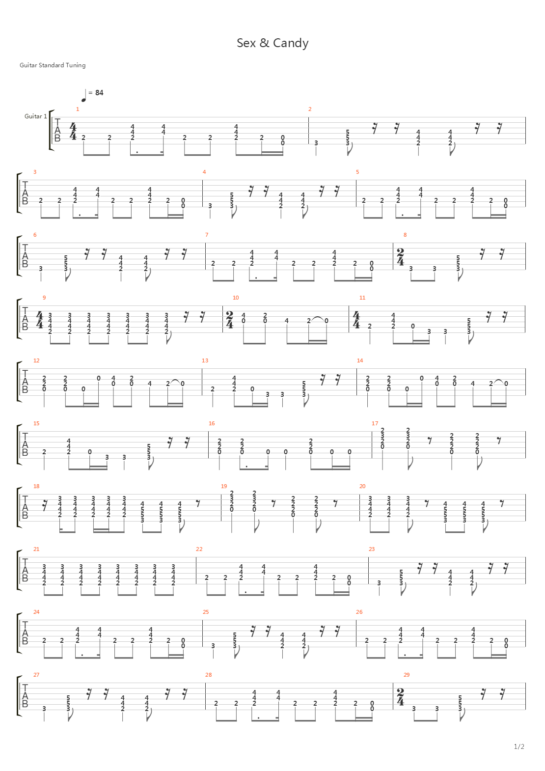 Sex and Candy吉他谱