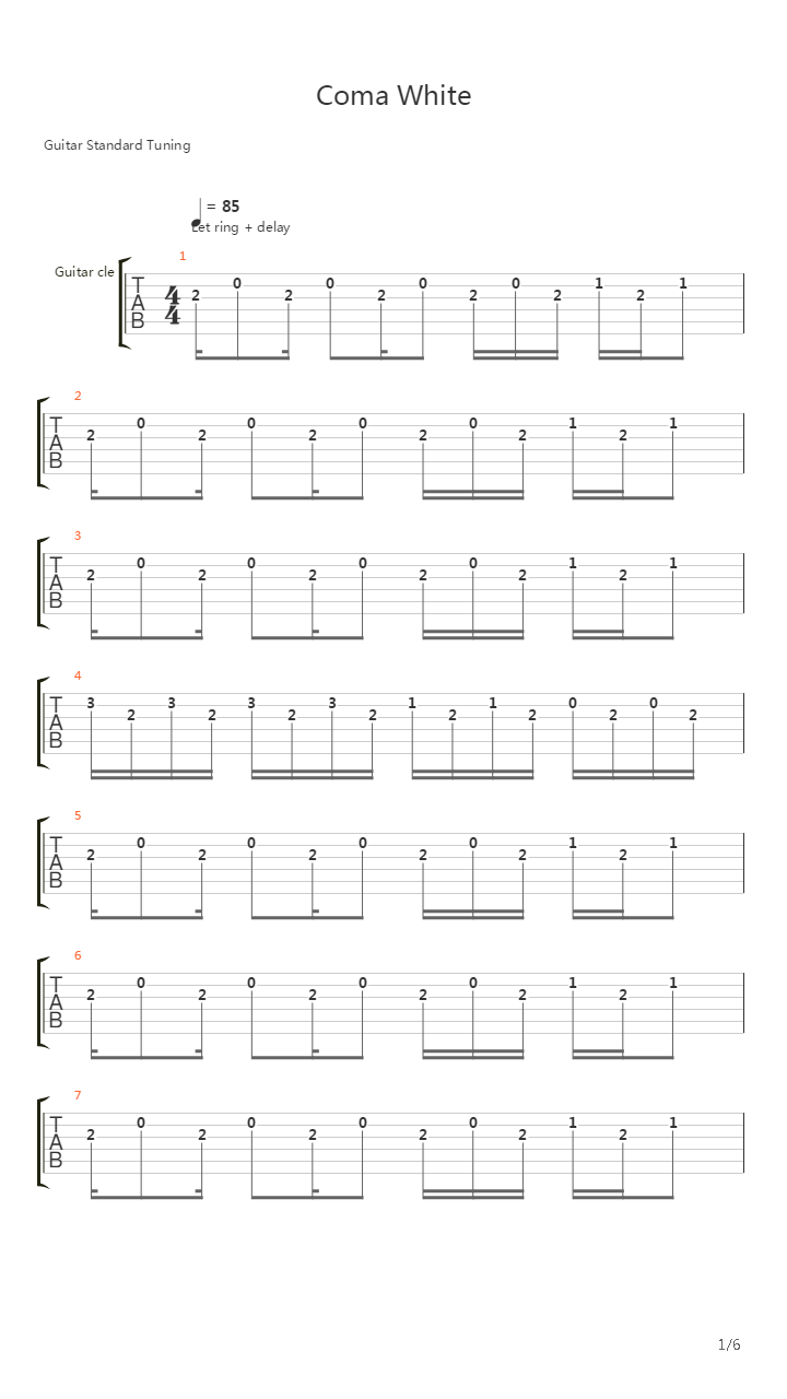 Coma white吉他谱