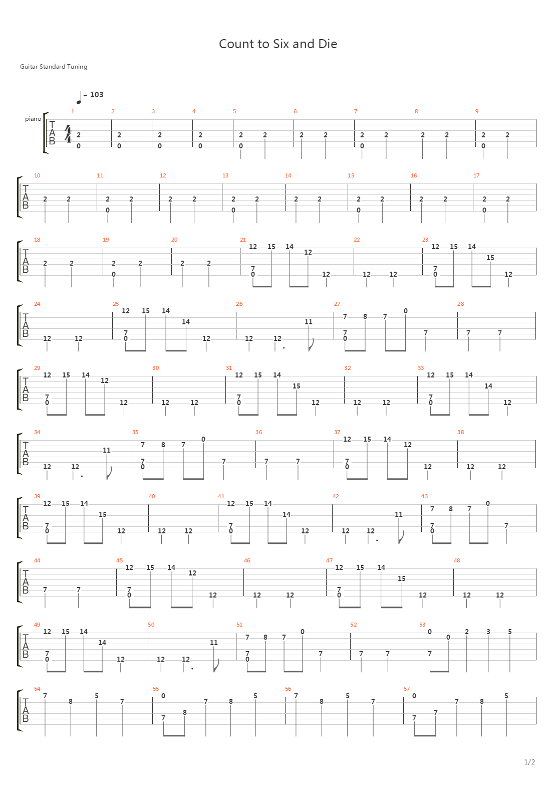 Count to Six and Die吉他谱